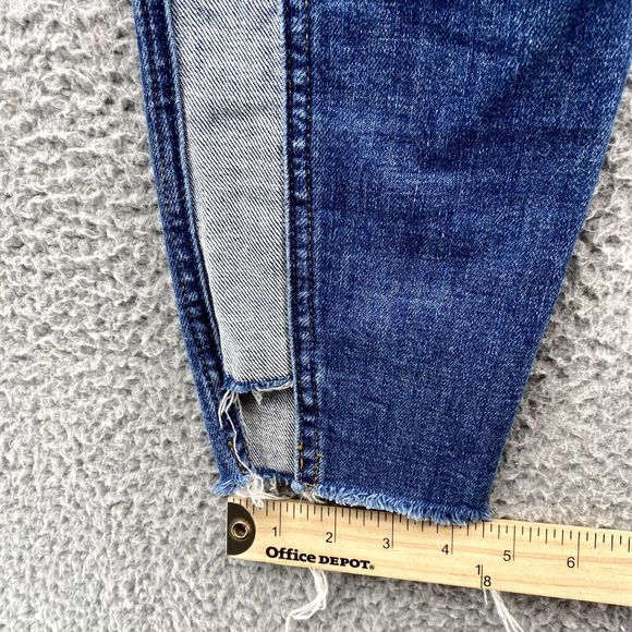 7 For All Mankind Women Jeans 27 Two-Tone Stripe Tapered 70's Crop Preppy Retro - Picture 6 of 14